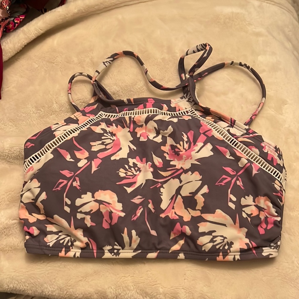 Floral high neck bikini top